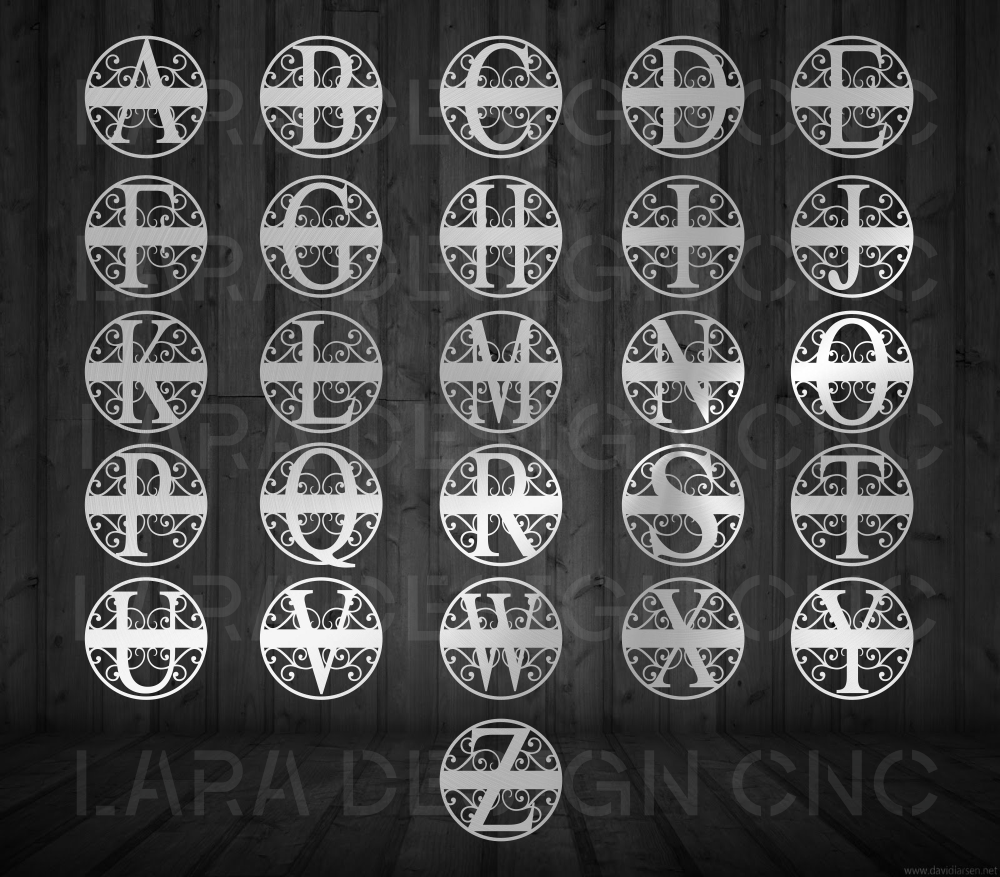 Ornate Split-Letter Monogram (circular 2)